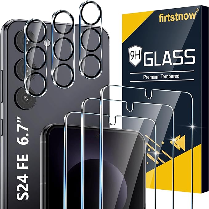 [3+3 Pack] for Samsung Galaxy S24 FE Screen Protector, 9H Tempered Glass, Ultrasonic Fingerprint Compatible, HD Clear Case Friendly for Samsung S24 FE Tempered Glass Screen Protect