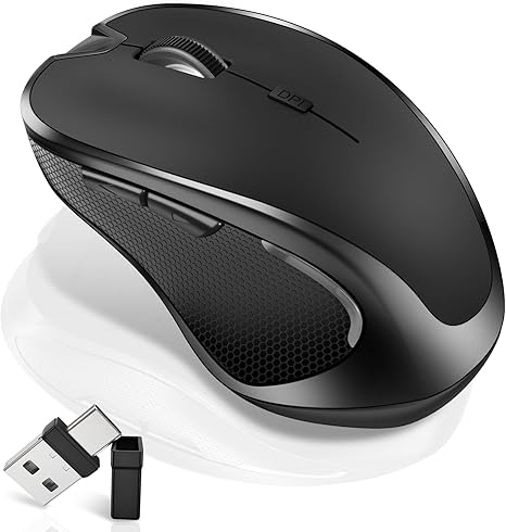 Bluetooth Wireless Mouse Built-in Mouse Jiggler for MacBook Pro MacBook Air Mac Laptop iPad Pro Computer PC, Rechargeable Silent Slim Wireless Mouse Grey