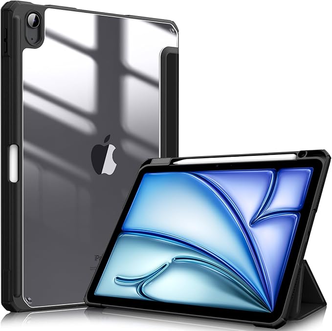 Fintie Hybrid Slim Case for iPad Air 11-inch M3 (2025) / M2 (2024), iPad Air 5th (2022) / 4th Generation (2020) 10.9 Inch - Shockproof Cover with Clear Back Shell & Pencil Holder