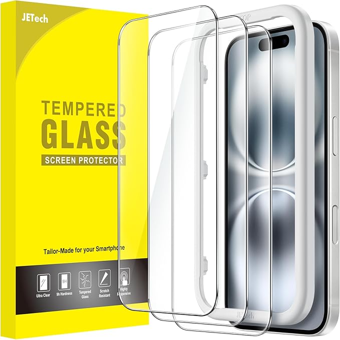 JETech Screen Protector for iPhone 16e 2025, iPhone 13/13 Pro 6.1-Inch, Tempered Glass Film, 3-Pack