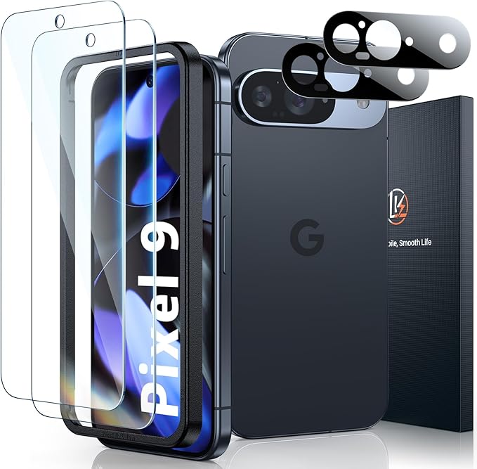 LK [2+2 Pack] Tempered Glass Screen Protector + Camera Lens Protector for Google Pixel 9 Pro (6.34") ΓÇô 9H Anti-Scratch, Easy Install