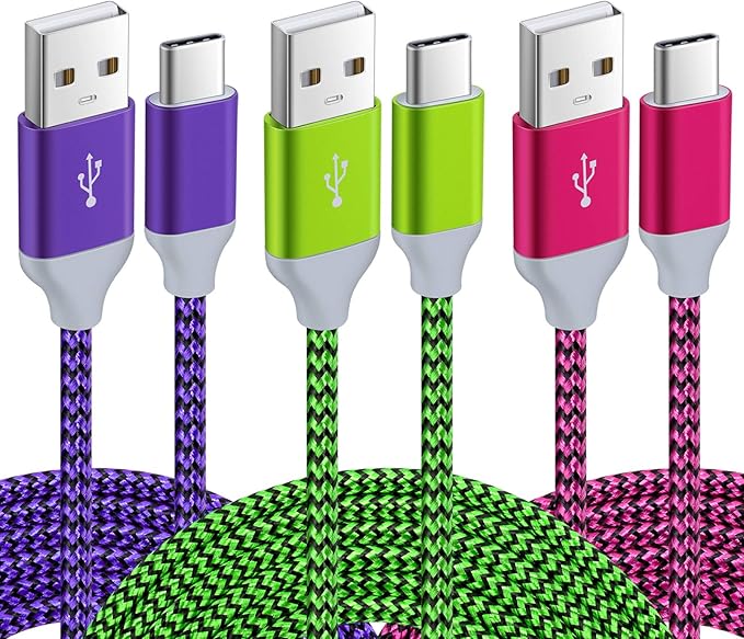 USB C Cable Fast Charge [3 Pack 10FT] USB to USB C Cable Durable Braided C Charger Cable Fast Charge Compatible with iPhone 16/15 Pro Max Samsung Galaxy S25 S24 S23 S22 S21 S20 S10